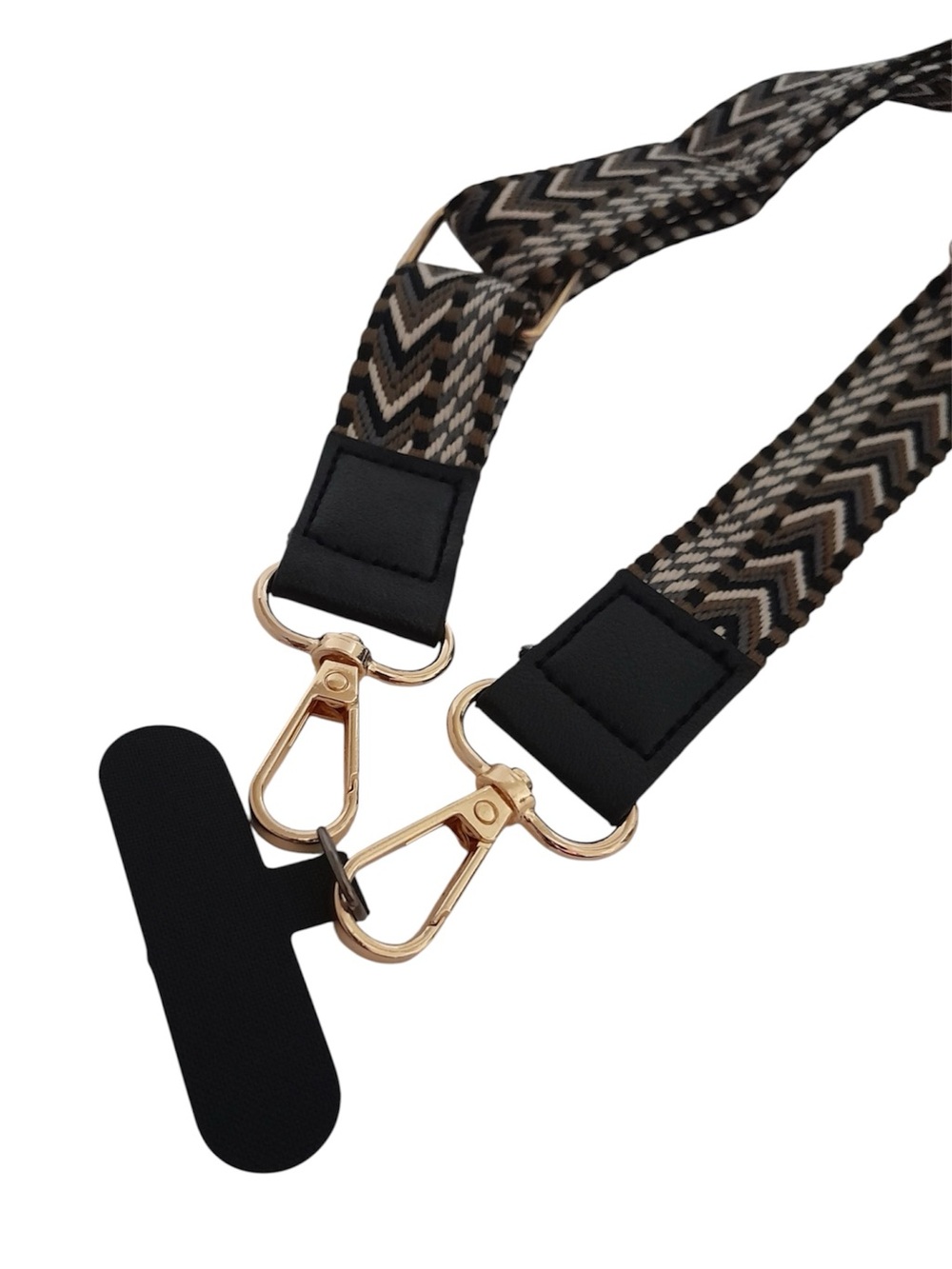 Universal Adjustable Crossbody Phone Lanyard Black Braided Strap Tether Patch - Picture 2 of 9